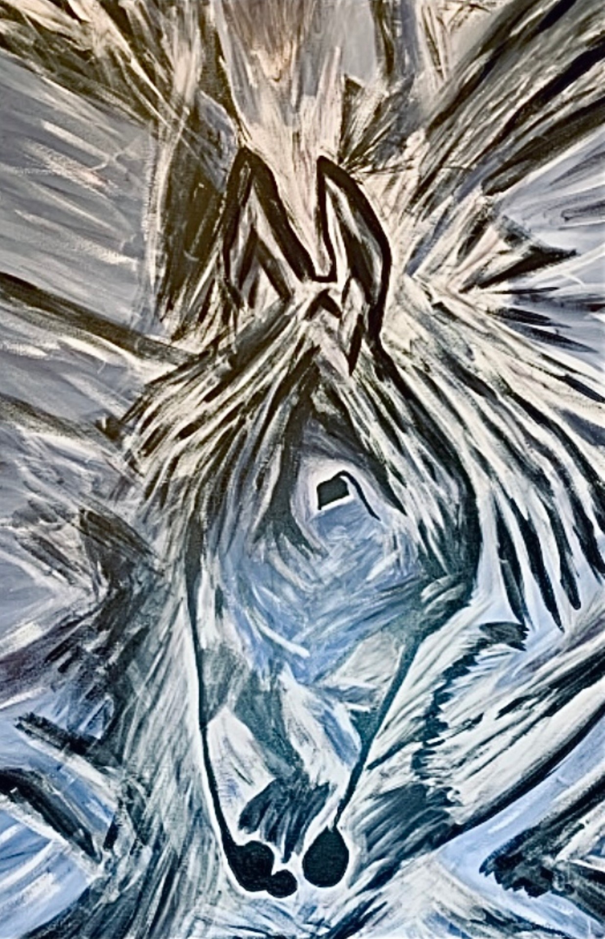 Trix — original upside-down abstract horse portrait by UPSDNRT, pet commissions available